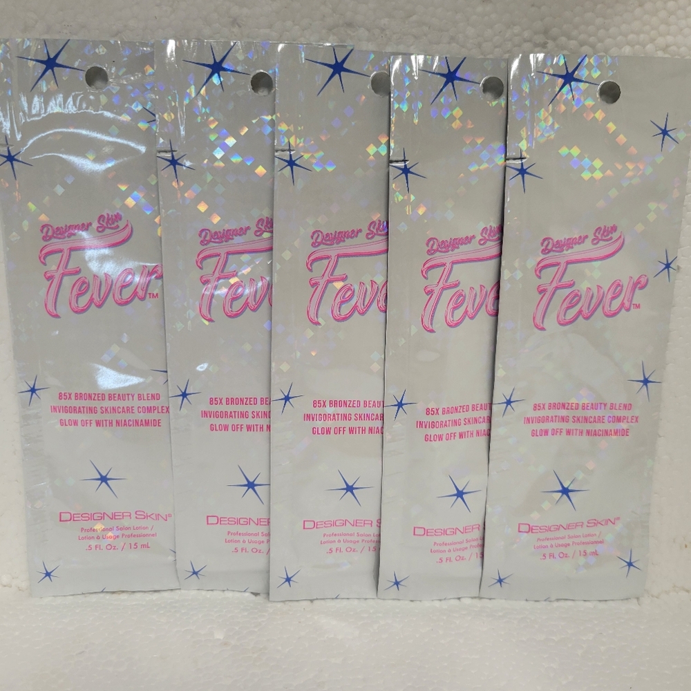 Designer Skin FEVER 85x Bronzer Tanning Lotion NEW 2024 Lot of 5 PACKETS PACKS